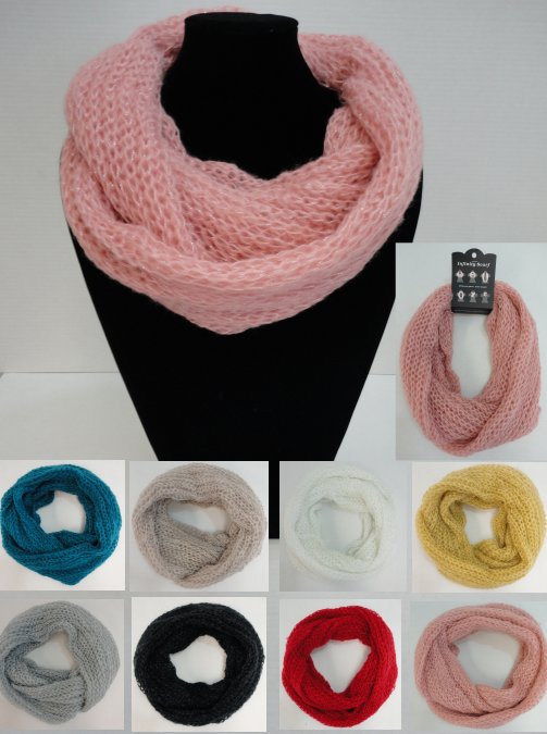 Knitted Infinity SCARF [Tight Knit/Metallic Accent]